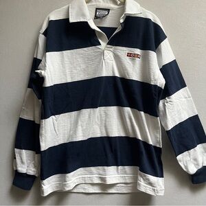 Barbarian Rugby Wear Navy White Striped Rugby Shirt Small